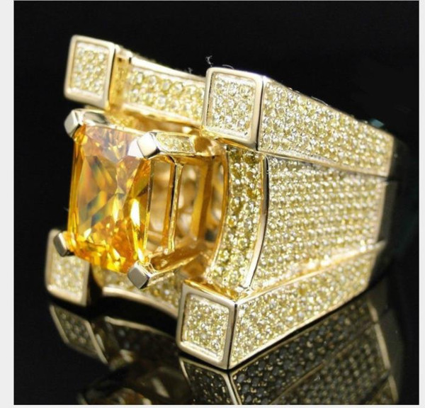 European and American luxurious micro zircon men's rings hiphop hip hop Chaoshan ring