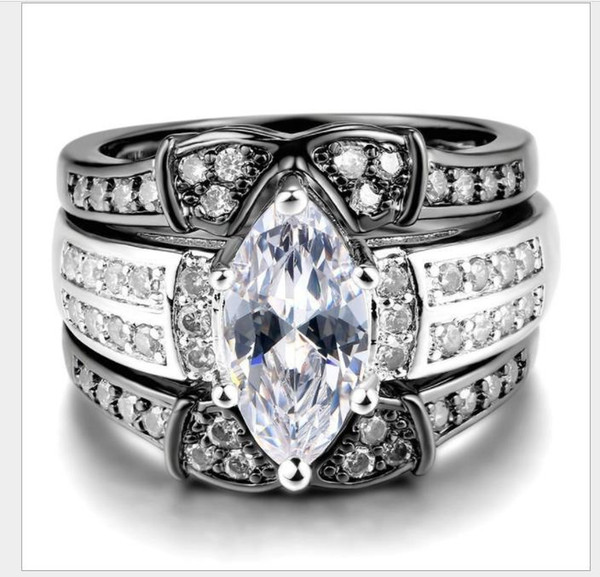 Europe and the United States luxurious three layers of high-grade zircons Plated Platinum Engagement Ring