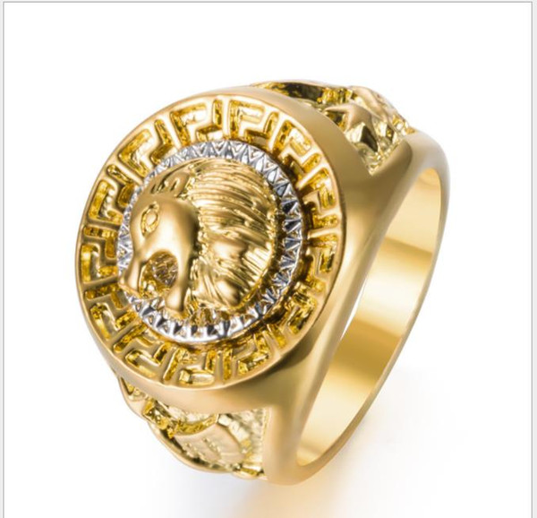 European and American wind, lion head ring, alloy plating ring, hip-hop ring, lion head ring.