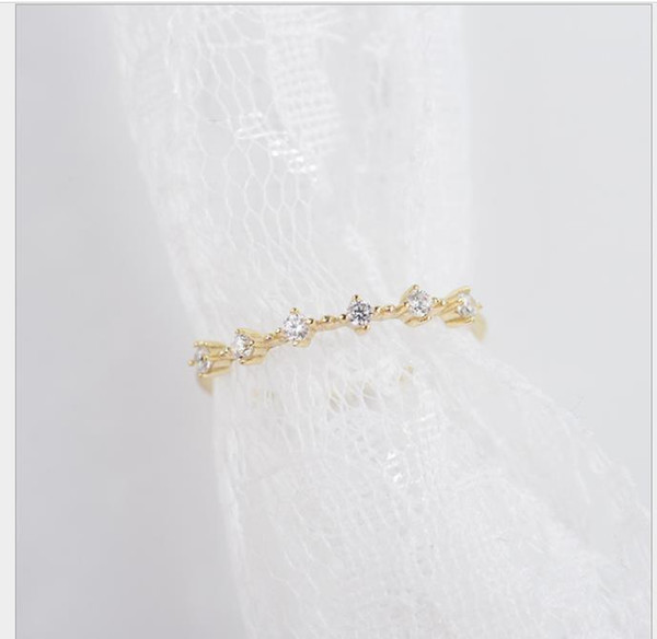 Japanese Light luxury gold low key OL exquisite diamond ring