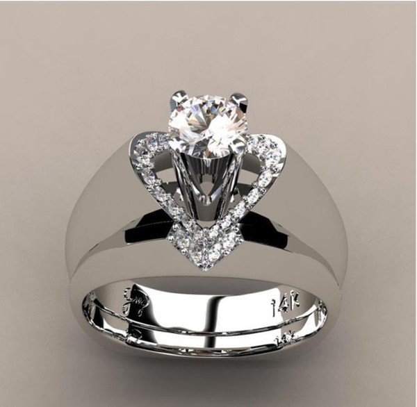 New creative heart shaped rings, women, Occident fashion engagement rings.