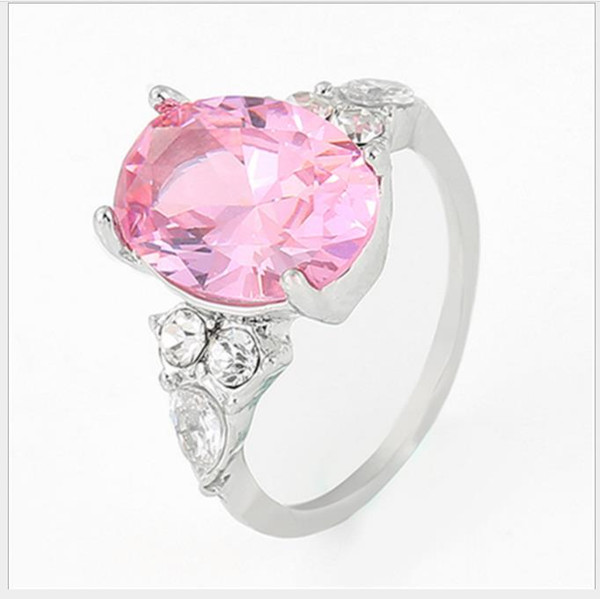 Pink Diamond Crystal Princess ring European and American goose shaped engagement rings