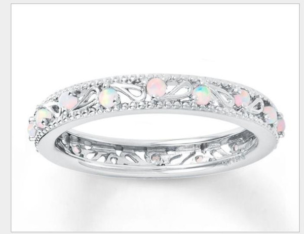 New 925 silver plated ring seven rainbow engagement engagement bar