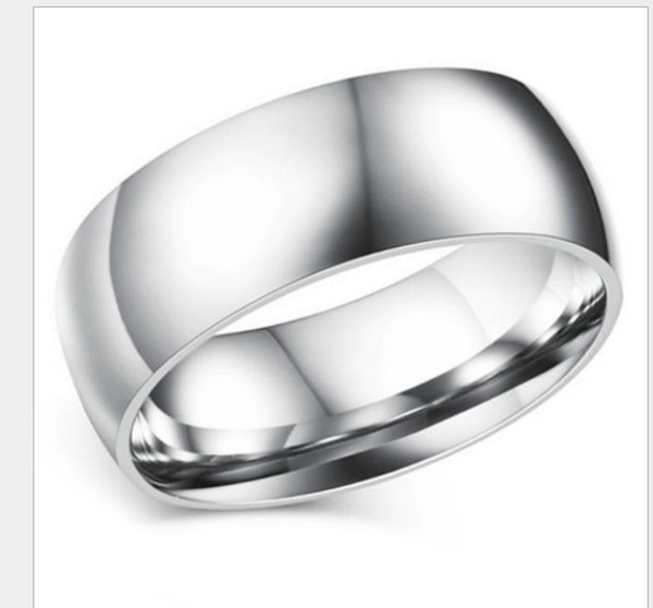 8mm steel, light and light, men's fashion light plate ring.