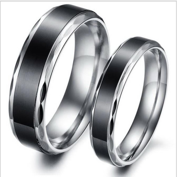 New black and concise retro titanium steel lovers ring