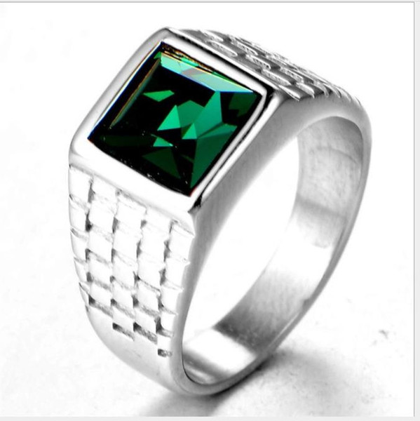 Fashionable rings stainless steel emerald steel male rings