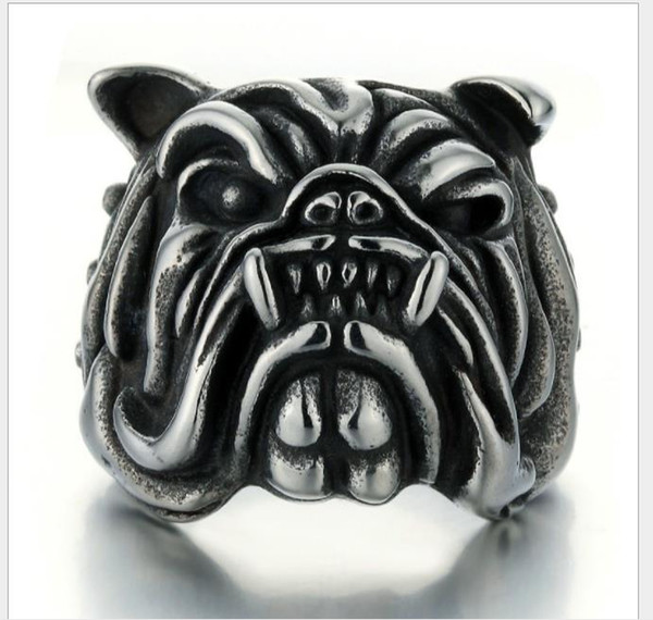 Animal ornaments Men's Bulldog ring Aggressive character