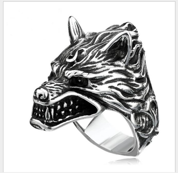 Ring men exaggerate personality giant wolf head ring ornaments