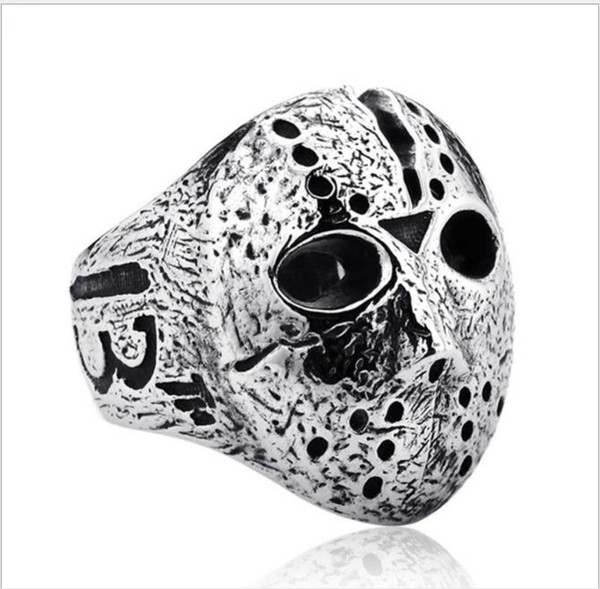 Retro man titanium steel ring, Chao male domineering pattern mask ring