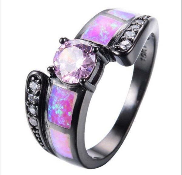 New black gold with pink round diamond rings