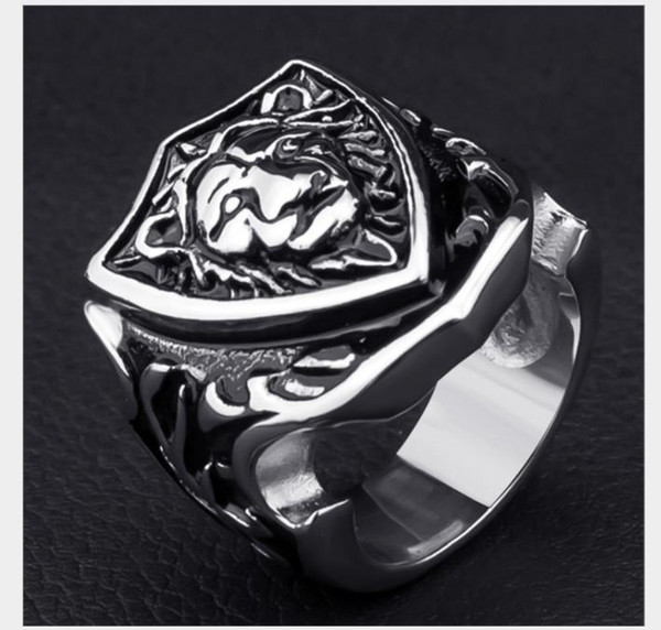 Ring Silver Lion Knights medal for men's rings