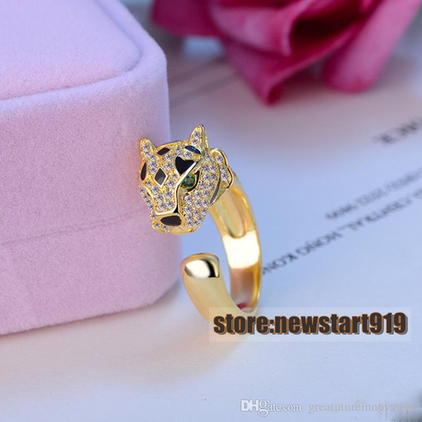 fashion silver rose gold with cz diamond leopard ring animal pattern ring open ring