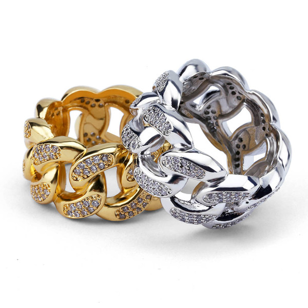 American and European Cuban chain chain ring set with zircon popular lcharacter men hip hop ring