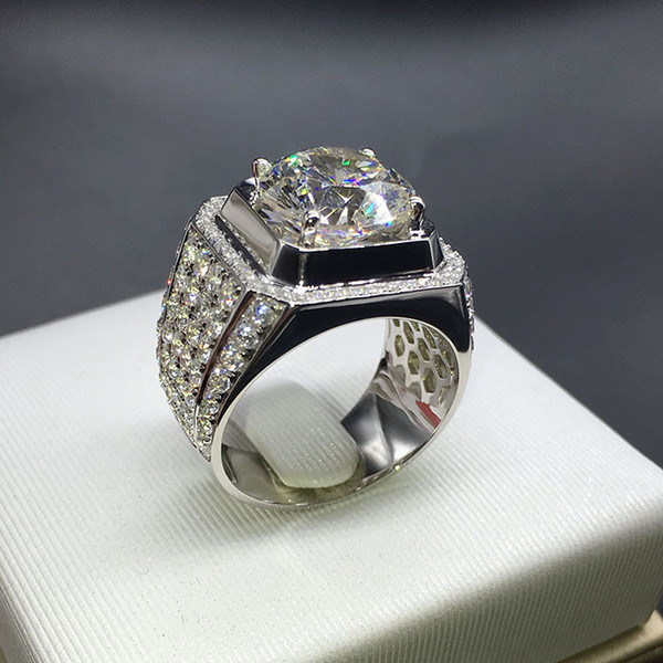 Men full of shiny luxury version of the honeycomb platinum-plated zircon wide version of men's diamond ring