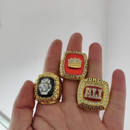 real fine wholesale 1964 1974 1978 Muhammad Ali World Championship Ring Men rings Holiday gifts for friends 3piece/lot