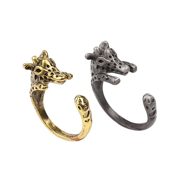 jewelry vintage silver/copper plated alloy party mammal red deer ring Wapiti giraffe ring opening Children animal elk rings 2017 j209