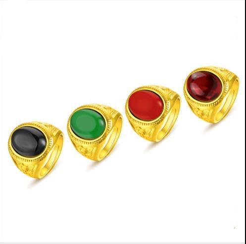 The European 24K gold plated ring and domineering fashion lovers all-match Vietnam Gold Ruby Ring