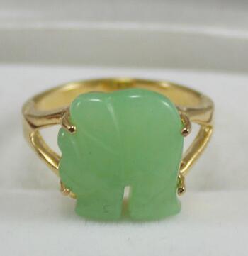 Free Shipping Beautiful jewelry 18kgp Light green elephant jewelry ring: 7-9