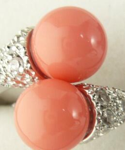 Free Shipping wholesale fashion design 8mm pink shell pearl ring(#7.8.9)/9/10