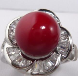 Free ShippinG Fine red sea shell pearl bead 18KGP ring(6,7,8,9 )