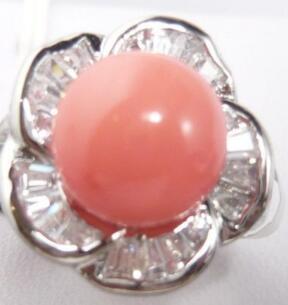 Free ShippinG Fine pink sea shell pearl bead 18KGP ring(6,7,8,9 )