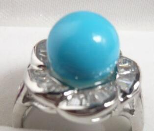 Free Shipping Fine blue sea shell pearl bead 18KGP ring(6,7,8,9 )