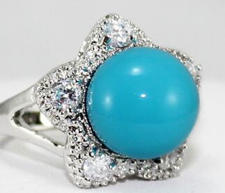 Free Shipping Rooo59 9mm blue shell pearl silver plated Elegent Ring for Valentine's day gift