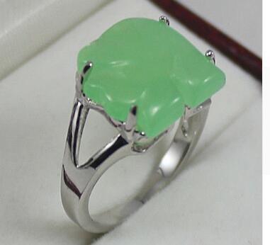 Free Shipping finest 18kgp green elephant jewelry ring: 7-9ing 7-10