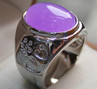 Free Shipping fine men/women's purple jades/opal love ring #9,10,11,12