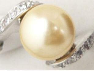 Free Shipping Charm yellow shell pearl 18KGP ring(#6-9)