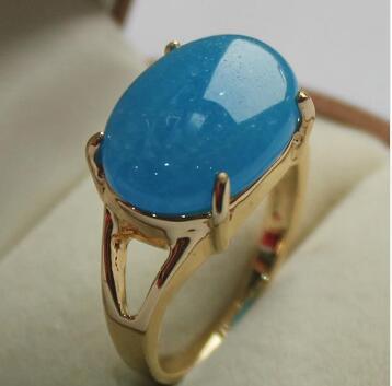 Free Shipping latest design jewelry lady's favorite 18KGP sky blue jades ring (7,8,9#)