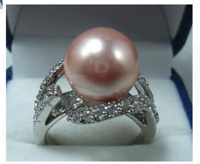 Free ShippinGNoblest 12mm coffee shell pearl 18KGP ring(#7.8.9)