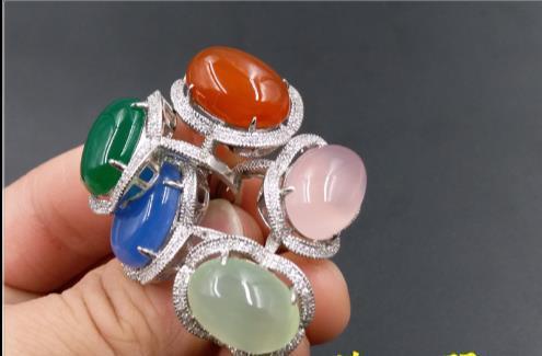 The new ice chalcedony agate ring mark 925 female jade ring ring slipknot Chalcedony