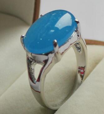 Free Shipping elegant jewelry lady's favorite sky blue jades silver plated ring 7/8/9#