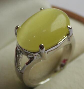 Free Shipping fancy jewelry lady's favorite yellow jades silver plated ring 7/8/9#