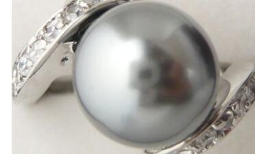 Free ShippinG Charm gray shell pearl 18KGP ring(#6-9)