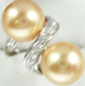 Free ShippinG charm 10mm yellow shell pearl 18KGP ring(#6-9)