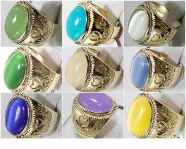 Free Shipping wholesale New men's fashion 9 pieces 9 colors 18GP luxurious Natural Stone ring 9 # -12 #