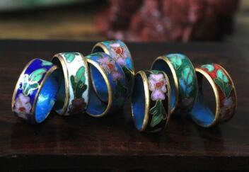 Free Shipping Wholesale12pcs Charming Vintage Chinese Handmade Cloisonne Enamel Ring