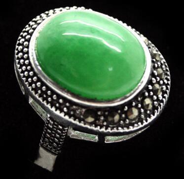 Free Shipping fashion ring 17*21mm VINTAGE GREEN Natural Stone 925 SILVER RING SIZE ARCASITE 925 SILVER RING SIZ 7/8/9/10 for valentise gift