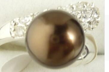 Free Shipping fine 8mm coffee shell pearl ring #7,8,9