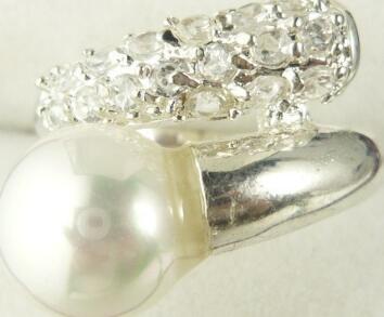 Free Shipping fine 8mm white shell pearl ring #7,8,9