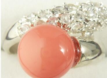 Free Shipping wholesale lady's nicest fine 8mm pink shell pearl ring #7,8,9