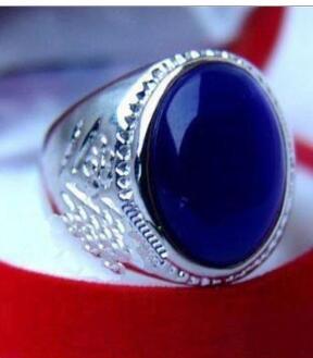 Free Shipping wonderful men's blue jades bead ring US #8,9,10,11