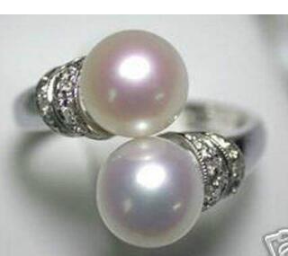 Free Shipping wholesale noble latest fashion white pearl ring(#7.8.9)0