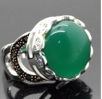 Free Shipping nice valentise gift Natural Green 925 Sterling Silver Ring Size 7/8/9/10