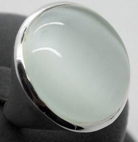 Free Shipping Rare White Opal Cat Eye 24mm 925 Sterling Silver Jewelry Ring Size 7/8/9/10