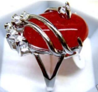 Free Shipping fbeautiful & charmming red jades ring 18KGP(#7 8 9)