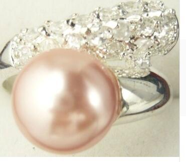 Free Shipping fine 8mm pink shell pearl ring #7,8,9