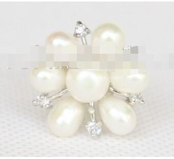 Free Shipping wholesael 22mm snowflake shape white pearls Rings 7#----9# USA